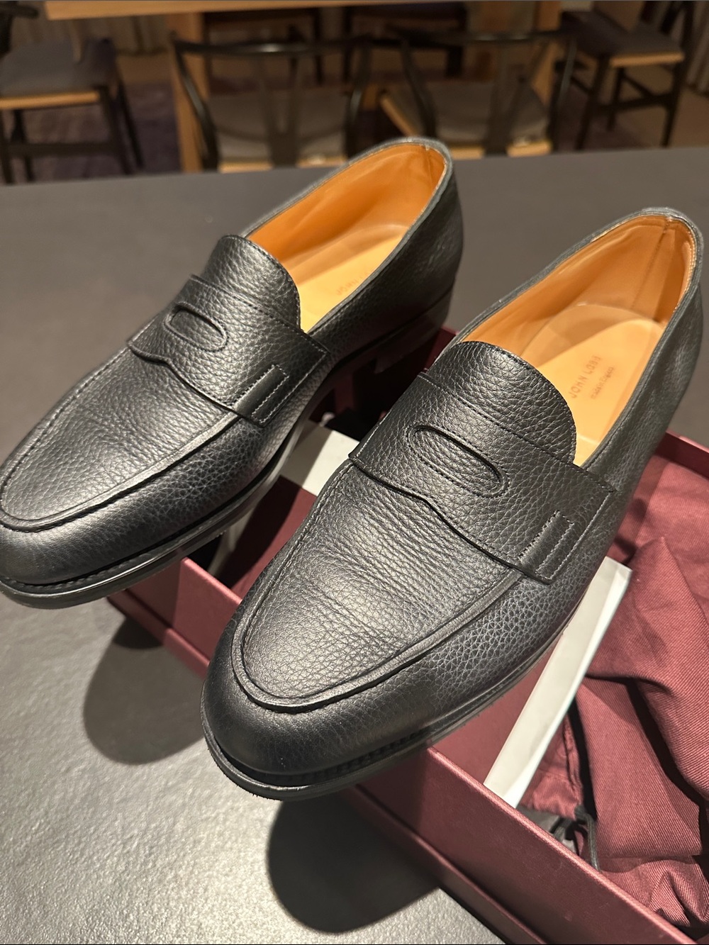 Worn once- John Lobb men’s loafers- size 9